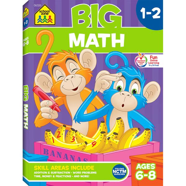 BIG Math Workbook, Grades 1-2, School Zone Publishing, Mfr#: 06326